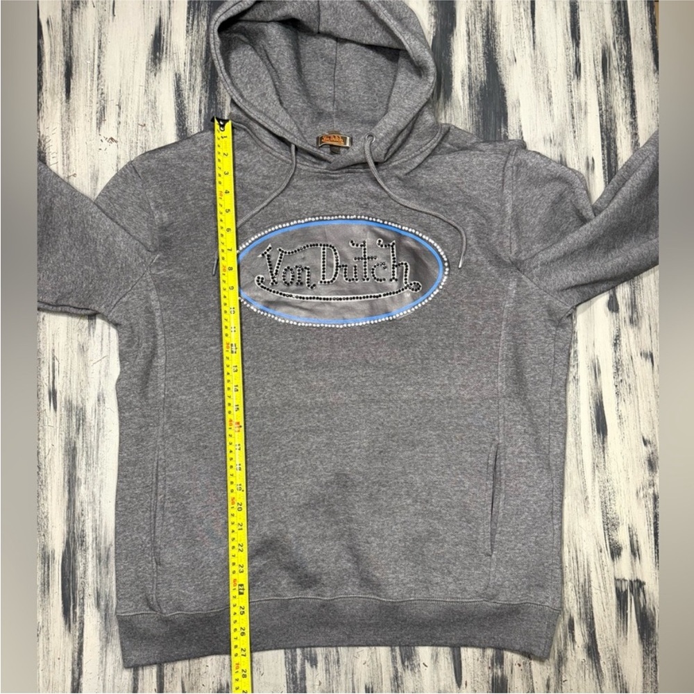 Von Dutch Gray and Black Rhinestone Hoodie NWOT - Picture 5 of 9